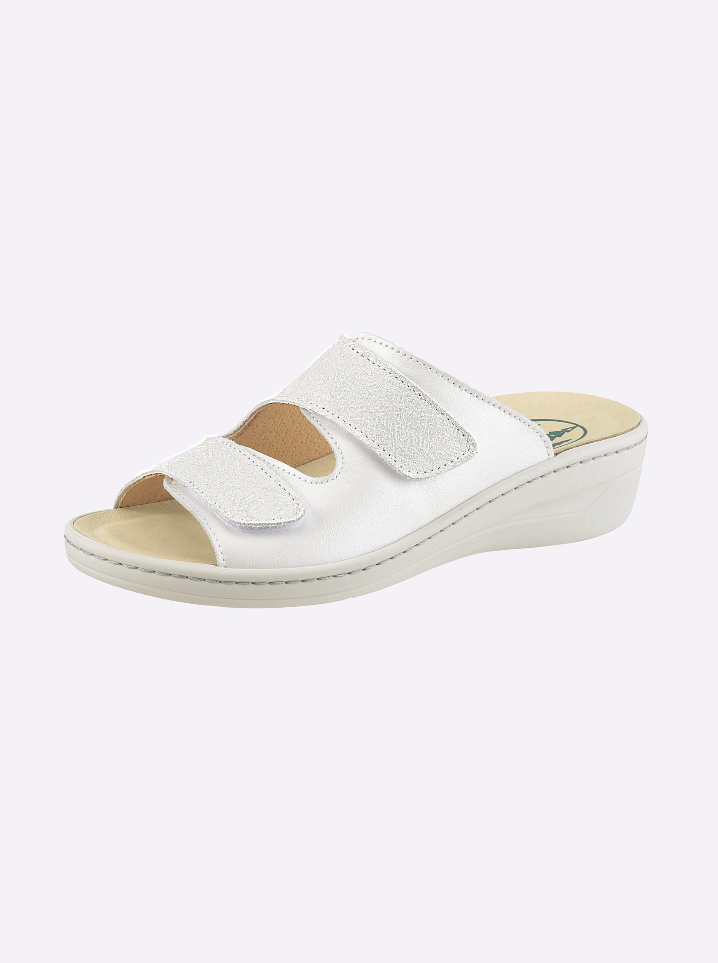Franken Schuhe Slipper met kurken voetbed in ecru | Witt