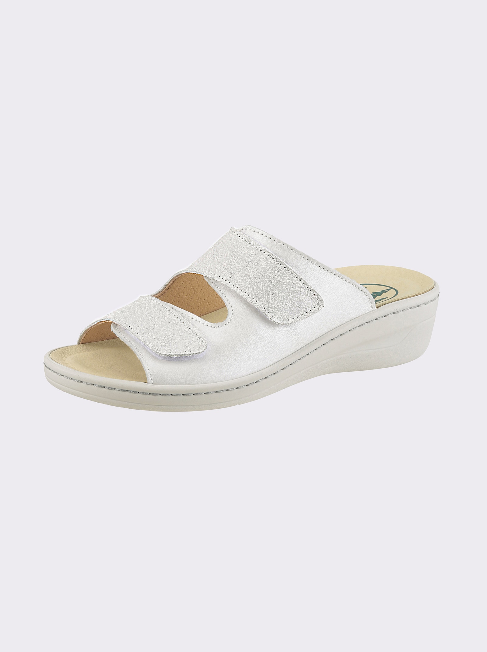 Franken Schuhe Pantolette mit Kork-Fussbett - ecru