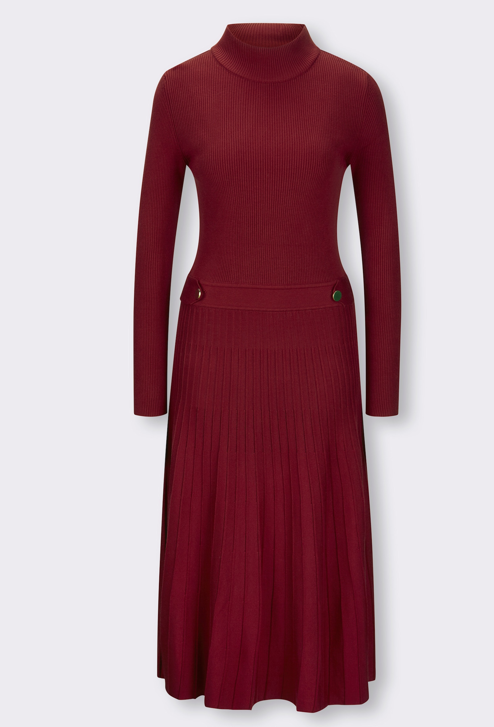 heine Strickkleid mit Zierriegel - dunkelrot