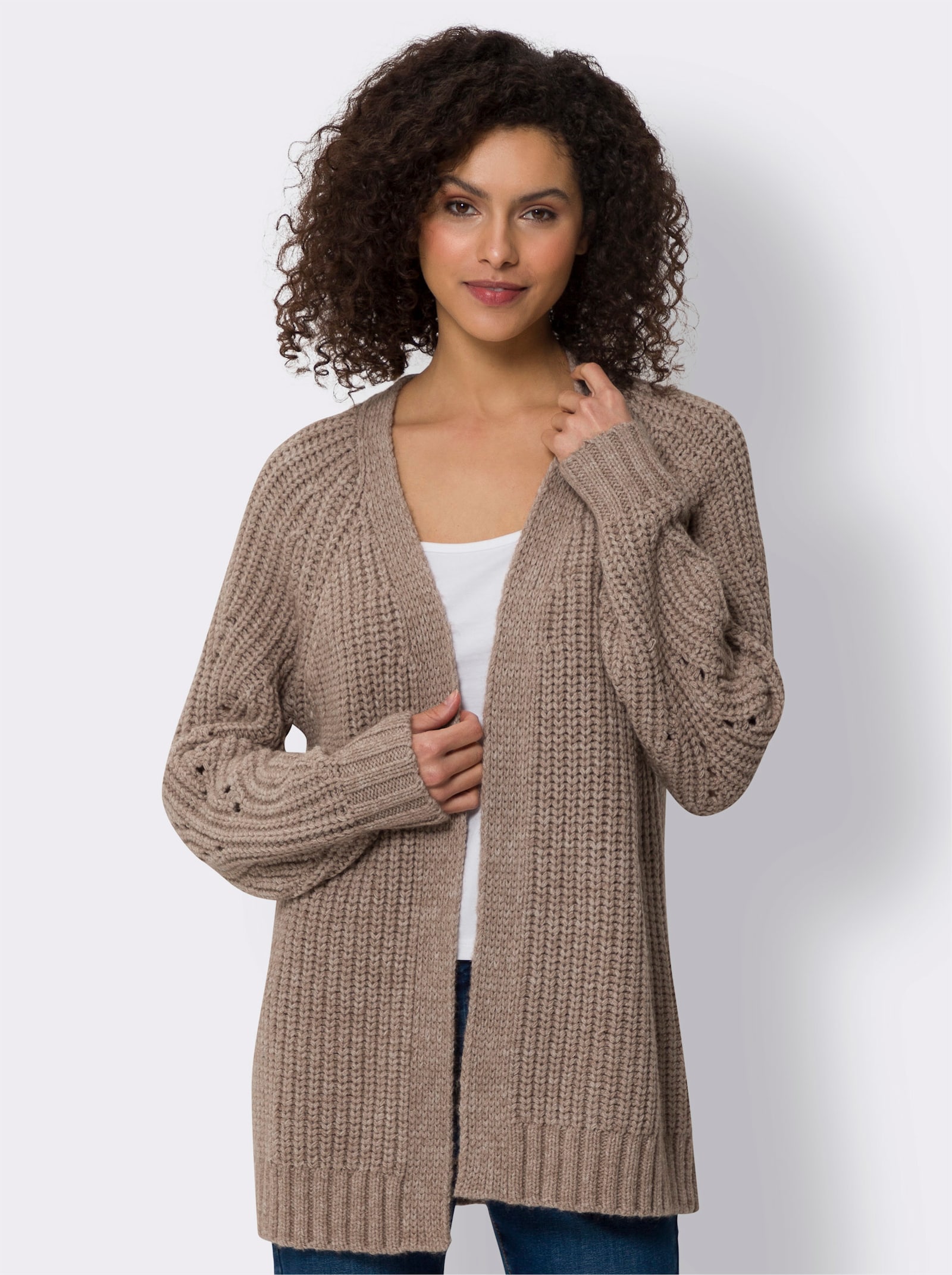 heine Veste en tricot côtelé - beige chiné