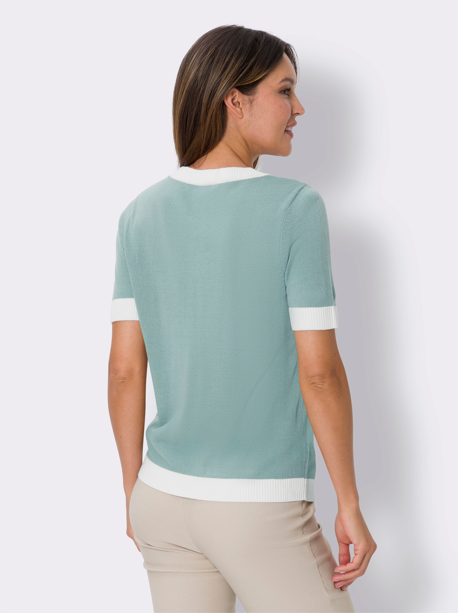 Pullover met korte mouwen van jerseytricot - kalkmint