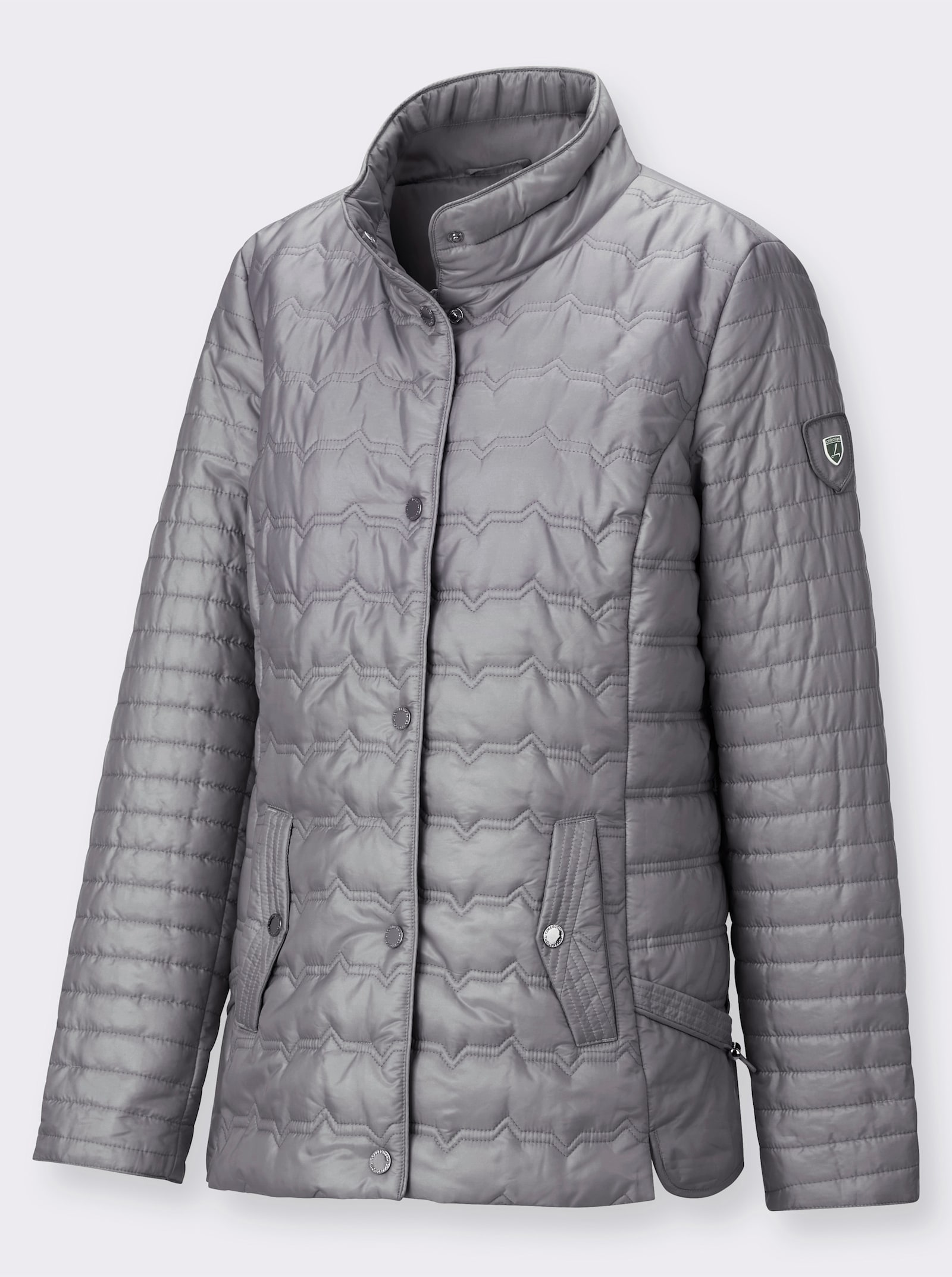 Steppjacke in kontrastreicher Verarbeitung - steingrau