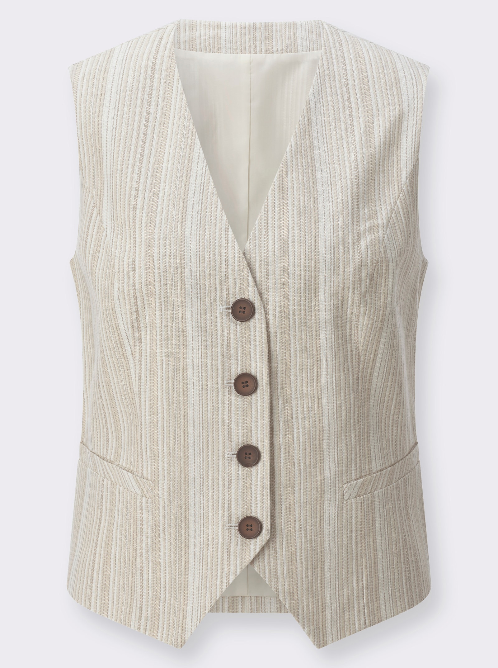 Weste mit Jacquard-Streifenmuster - champagner-sesam-gestreift