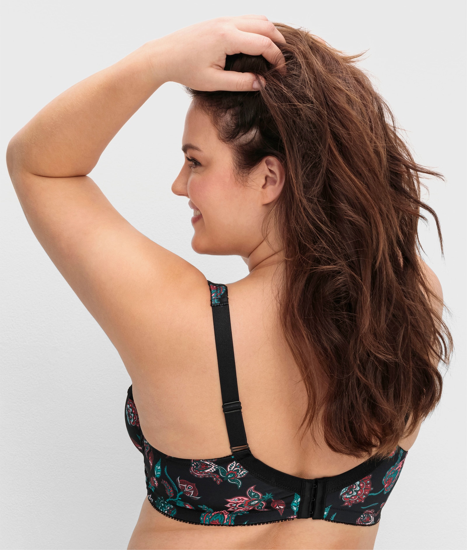 sheego Bügel-BH mit Paisleydruck und Spitze - schwarz bedruckt