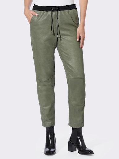 heine Leder-Jogpants - khaki