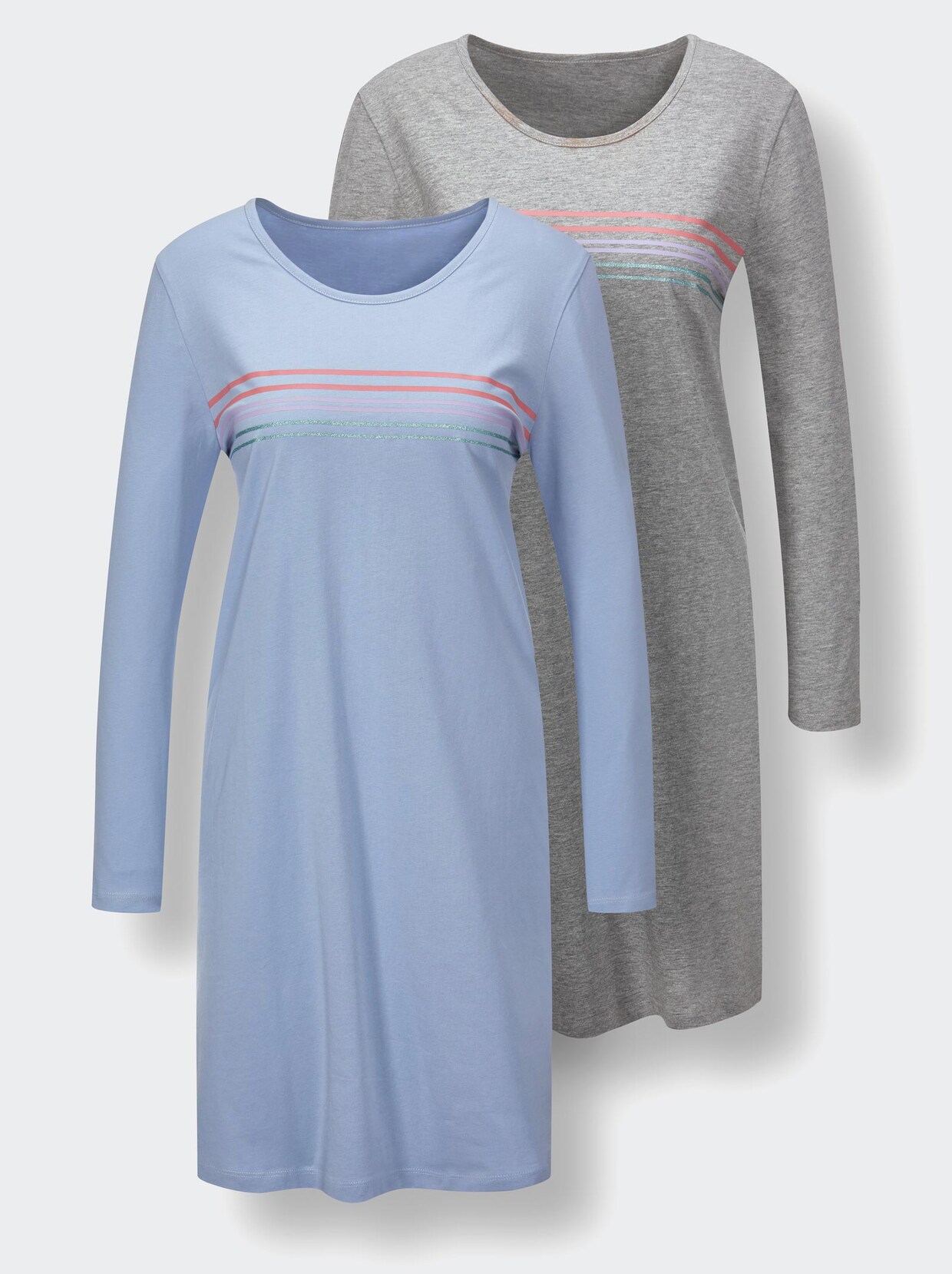 wäschepur Sleepshirts - grau-meliert + bleu