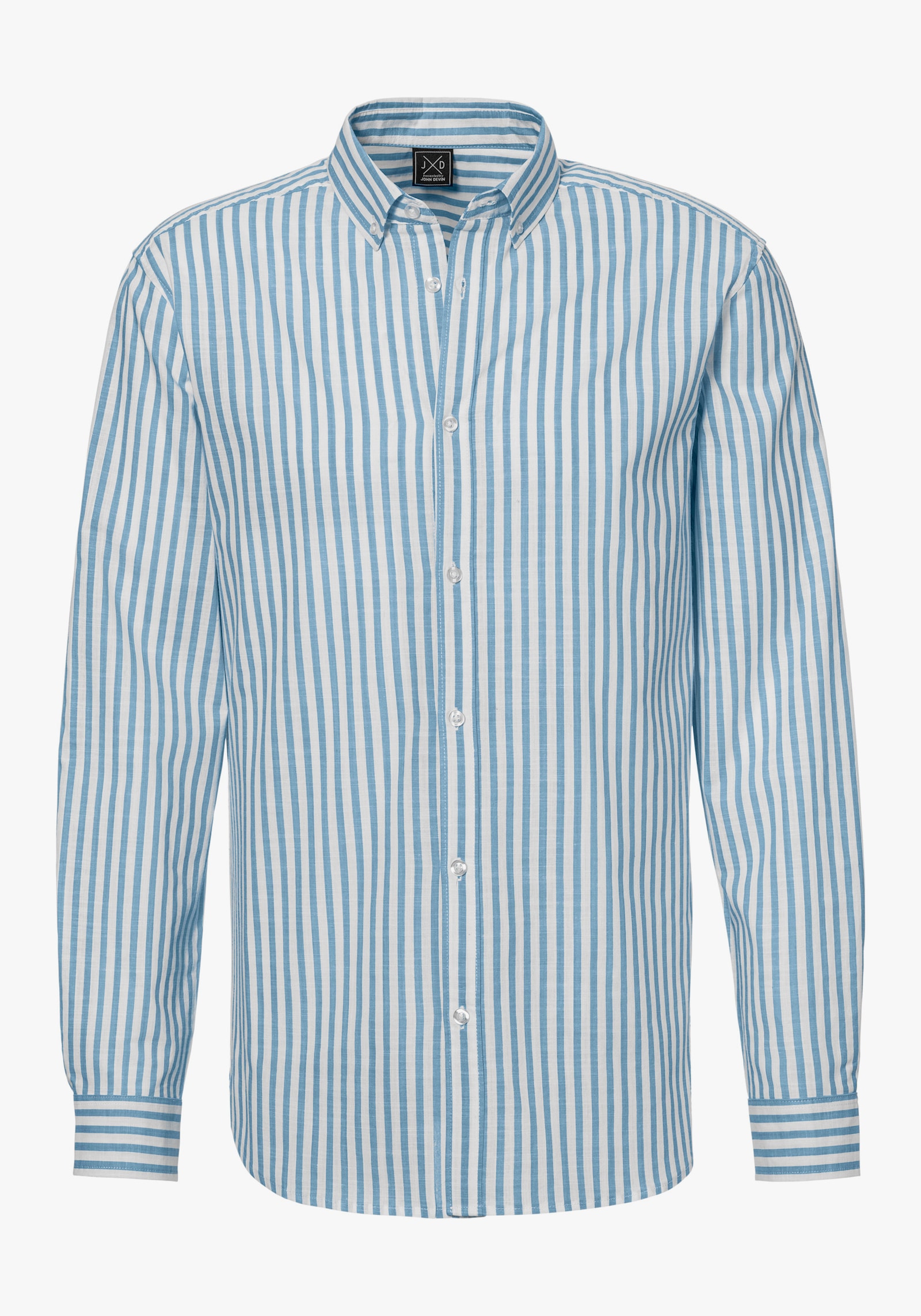 John Devin Langarmhemd - blau-gestreift