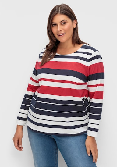 Streifenshirt aus Baumwolle - rot-marine-gestreift