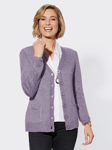 Strickjacke in Bouclé-Qualität - flieder-meliert