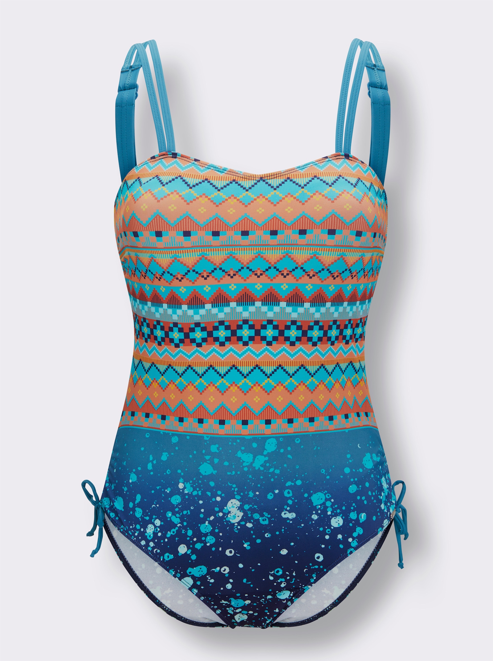 feel good Badeanzug im Ethno-Style - topas-papaya-bedruckt