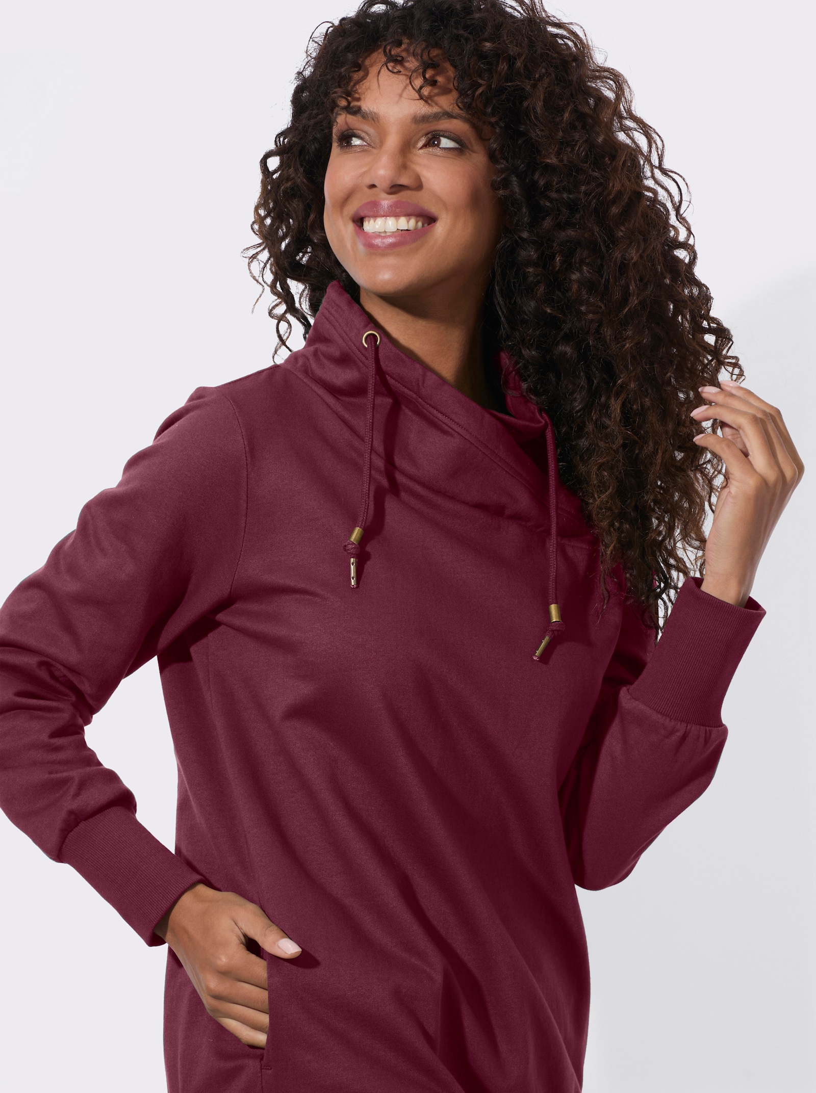 Sweatshirt mit asymmetrischem Kragen - bordeaux