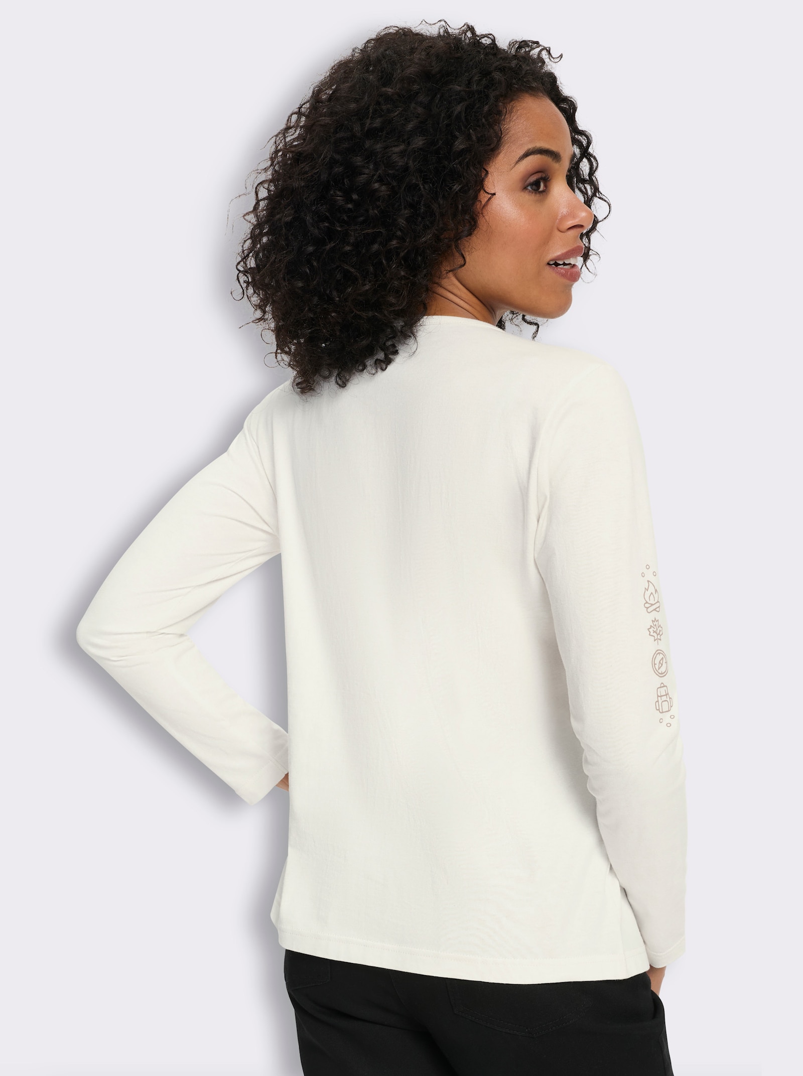 Langarmshirt mit platzierten Print-Motiven - ecru-sesam
