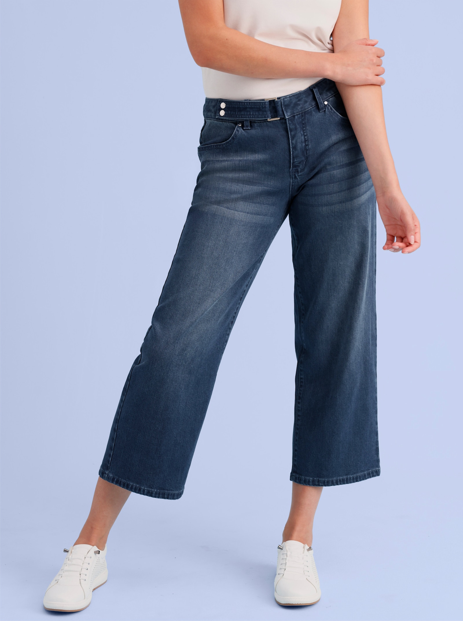 CREATION L PREMIUM Stretch-Jeans mit Stickerei - blue-stone-washed