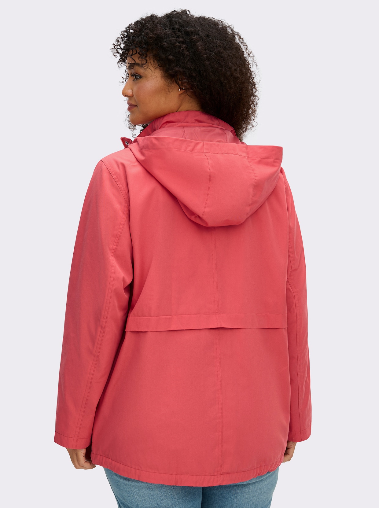 Kapuzenjacke mit Stehkragen - grapefruit