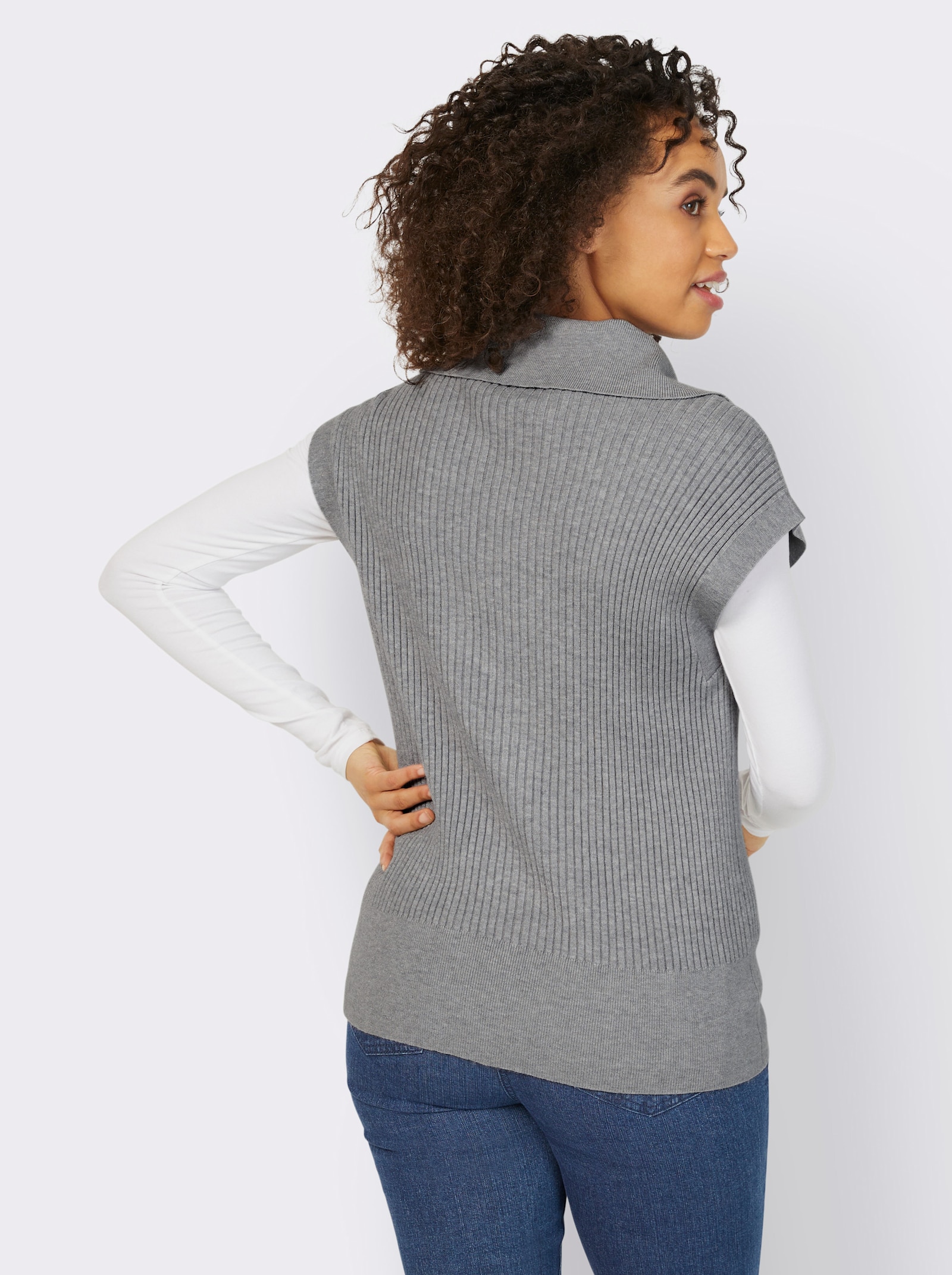 heine Pullunder mit variablem Kragen - grau-meliert