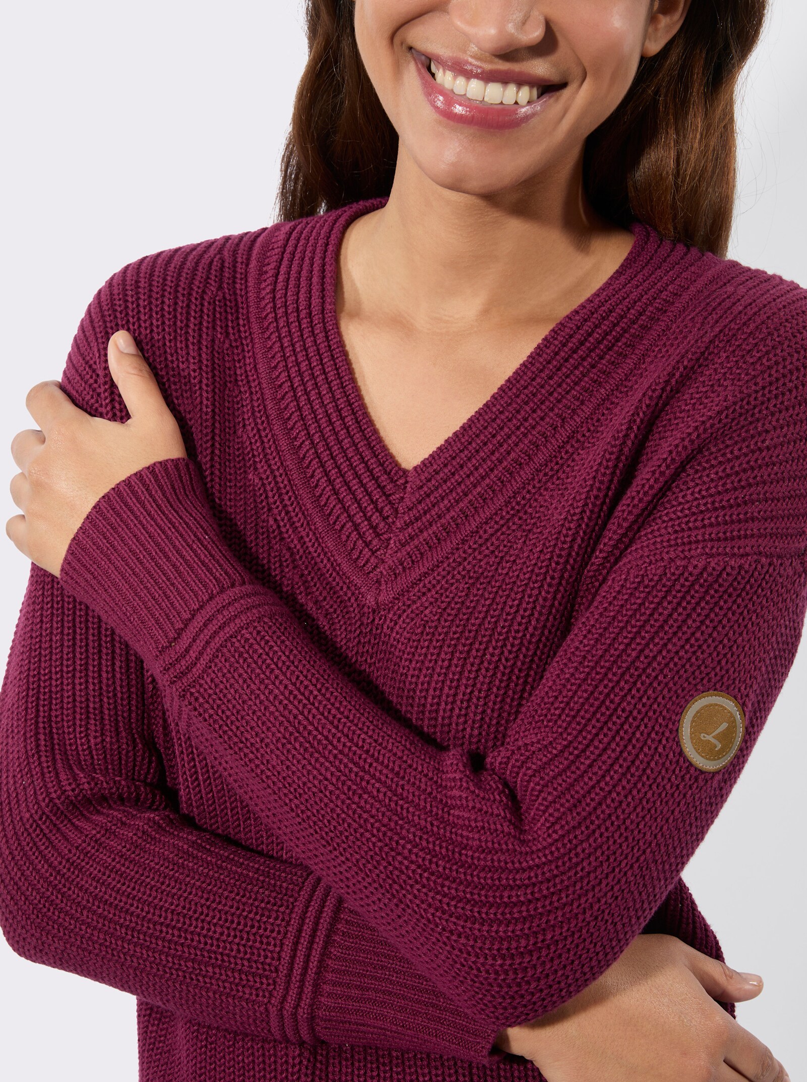 V-Ausschnitt-Pullover - bordeaux