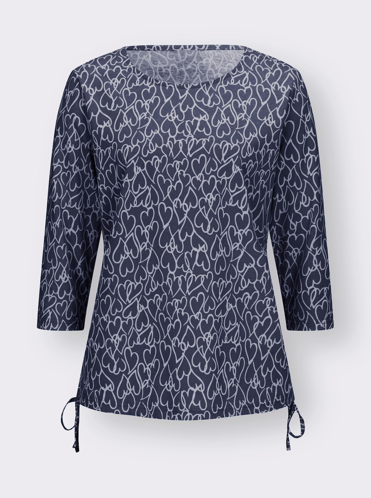 Shirt met 3/4-mouw - marine/ecru geprint