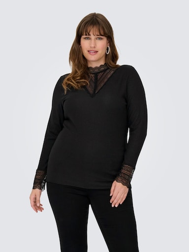 ONLY CARMAKOMA Langarmshirt - black detail:tone in tone lurex