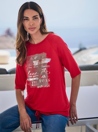 heine Kurzarmshirt mit Tunnelzug und Bindeband - rot