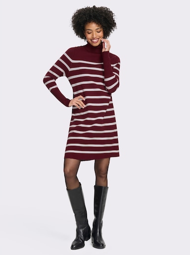 heine Strickkleid mit Ringelmuster - bordeaux-ecru-gestreift