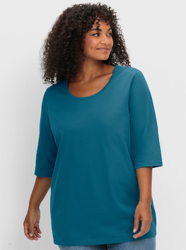 sheego 3/4-Arm-Shirt im geraden, längeren Schnitt - topas