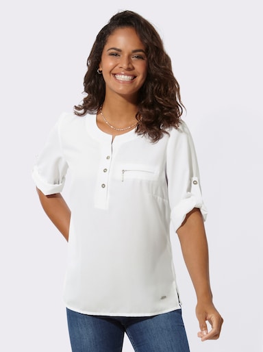 Schlupfbluse in pflegeleichter Qualität - ecru