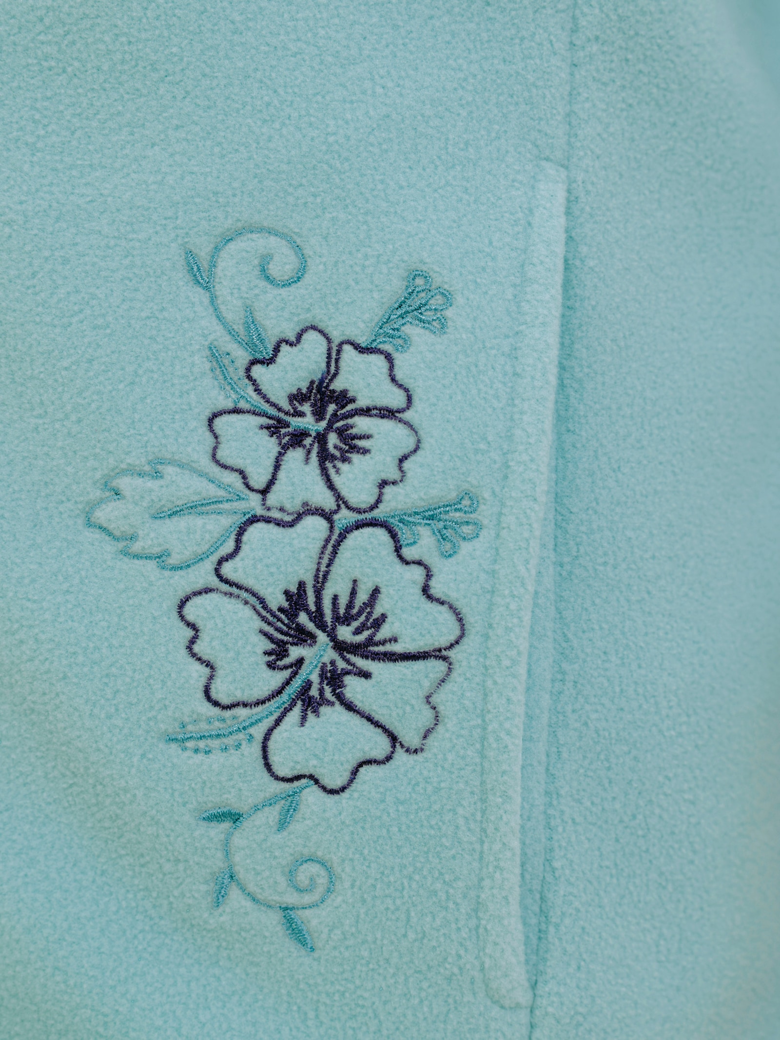 Fleecejacke mit Blütenstickerei - mint