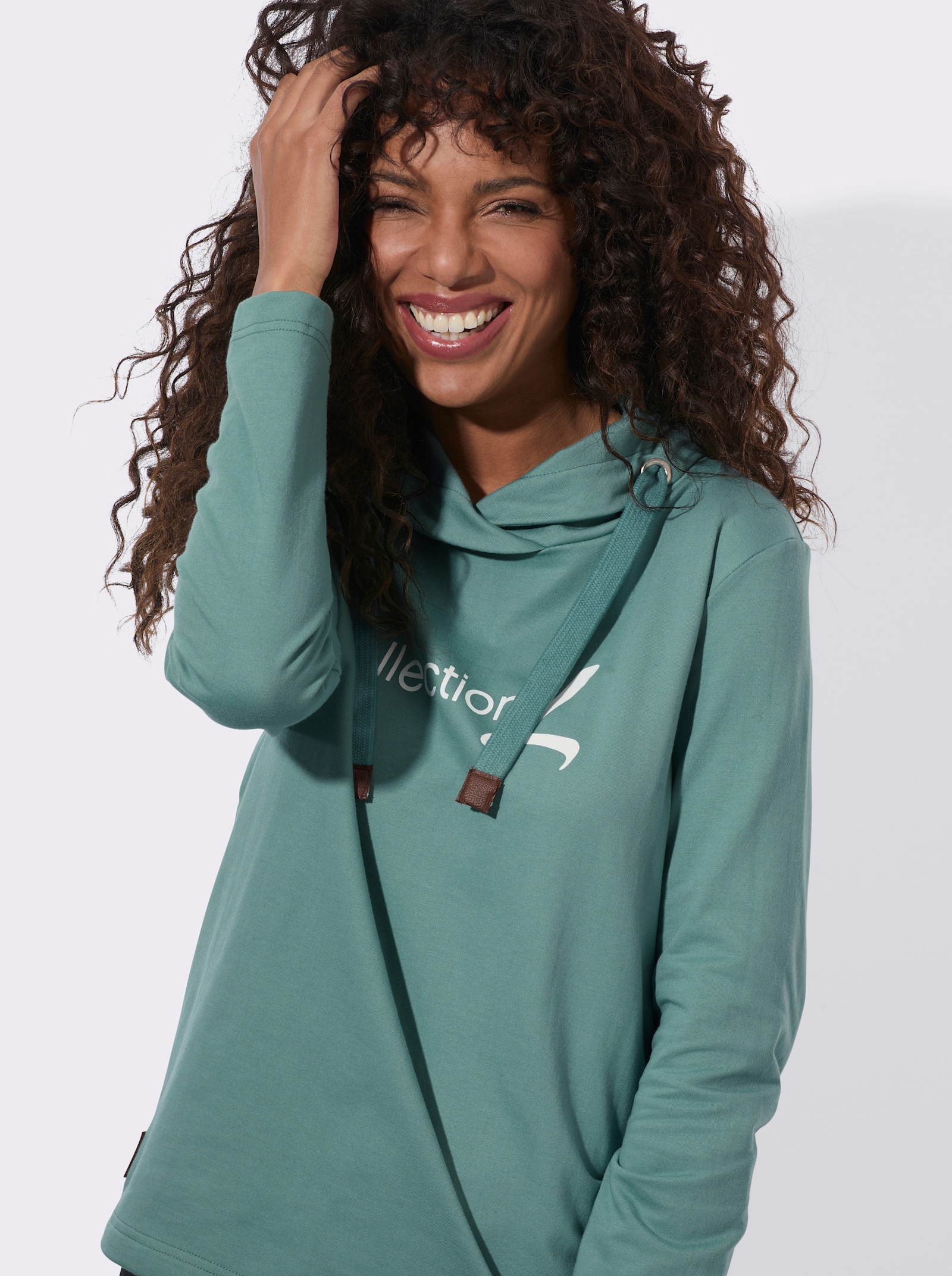  Sweatshirt mit Schriftzug im Vorderteil - jade