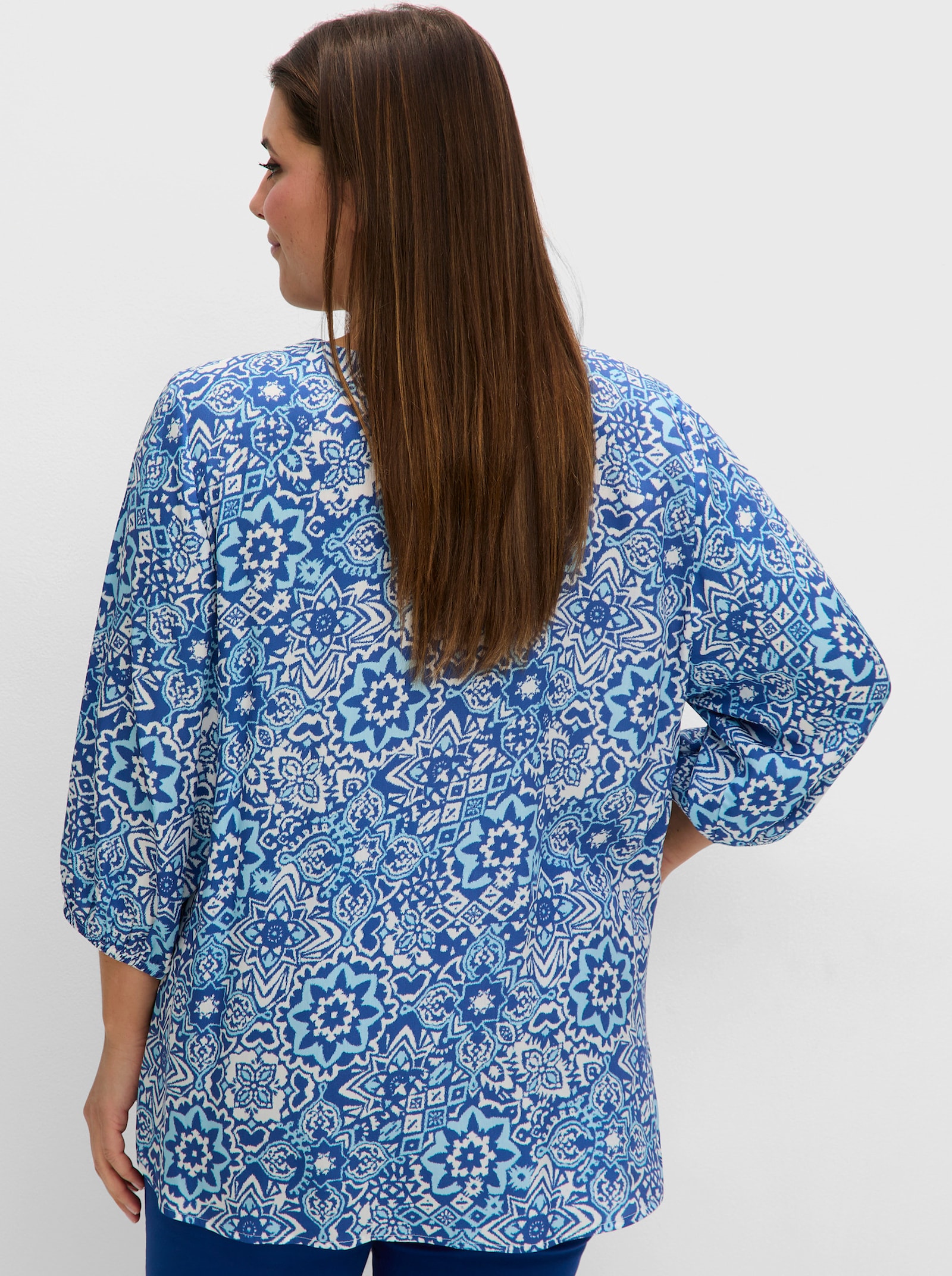 sheego Tuniek met print rondom - kobalt gedessineerd