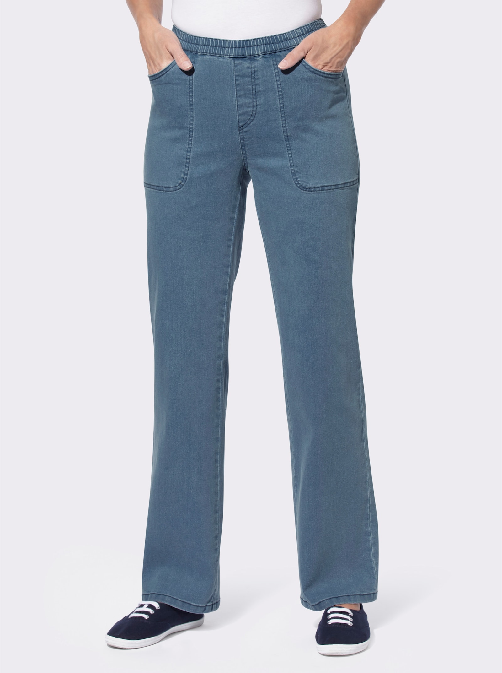 Jeans mit Dehnbund - blue-bleached