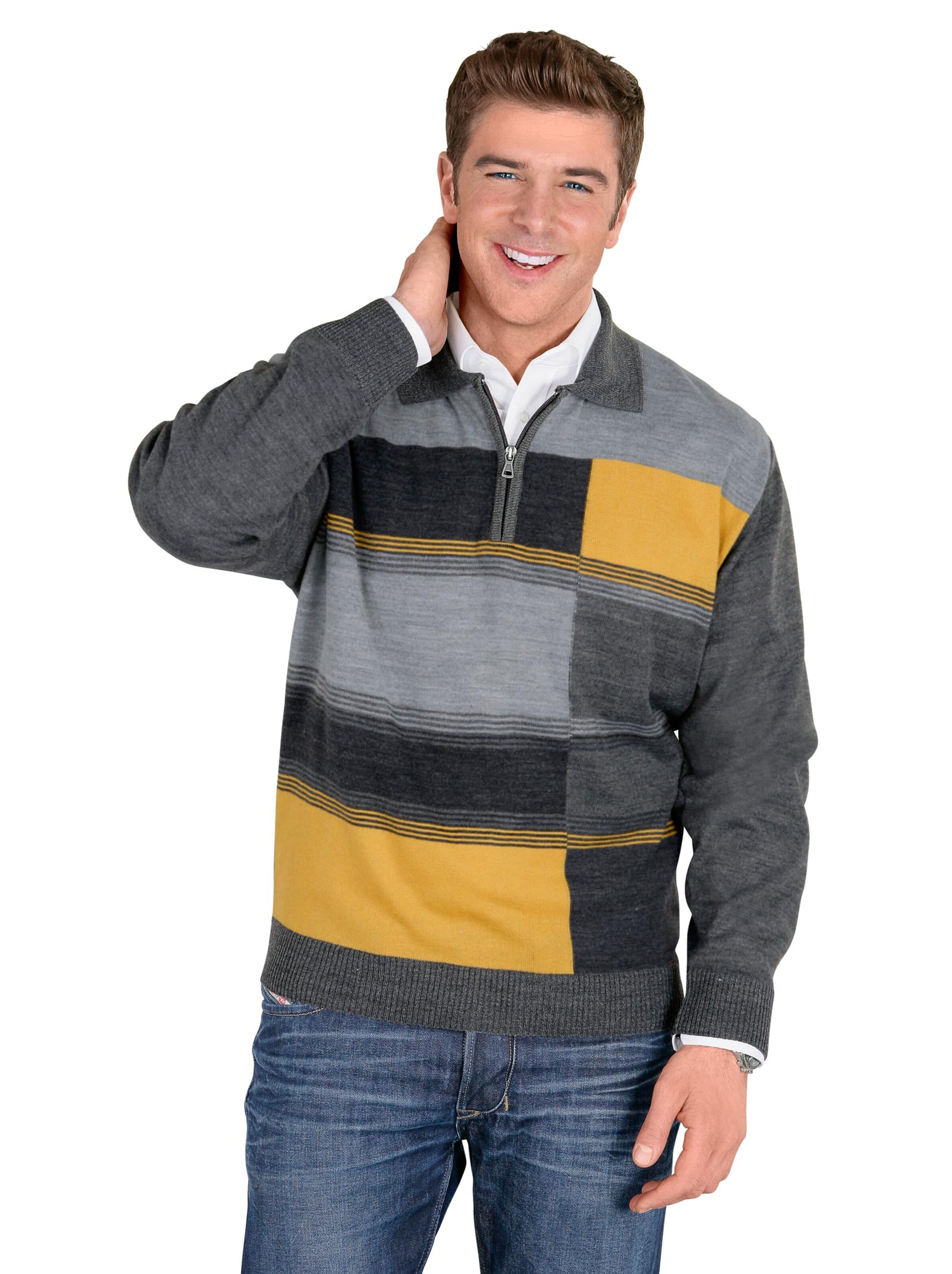 Pullover - anthrazit-gelb