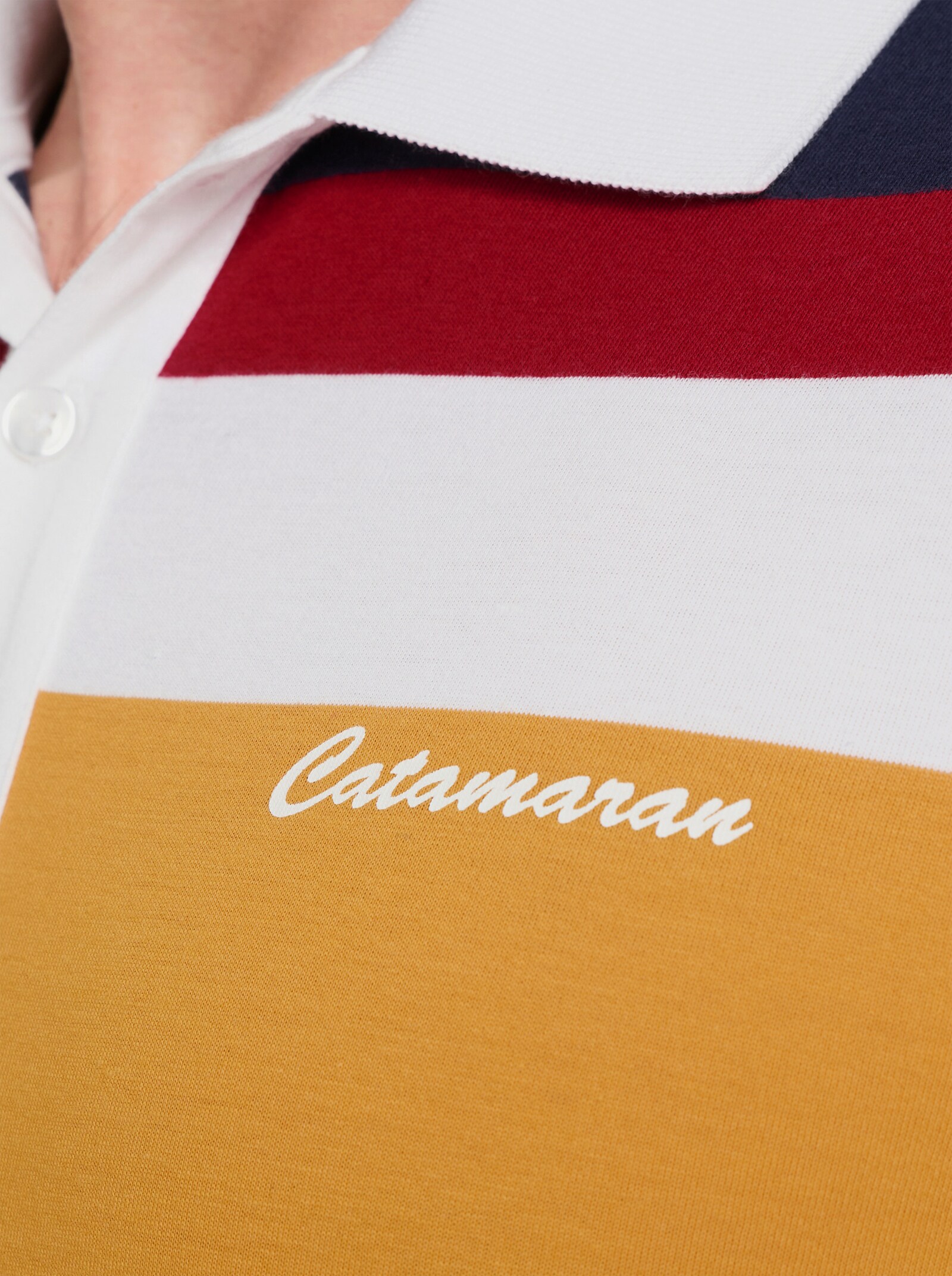 Langarm-Poloshirt mit Streifen - royalblau-kirsche-gestreift