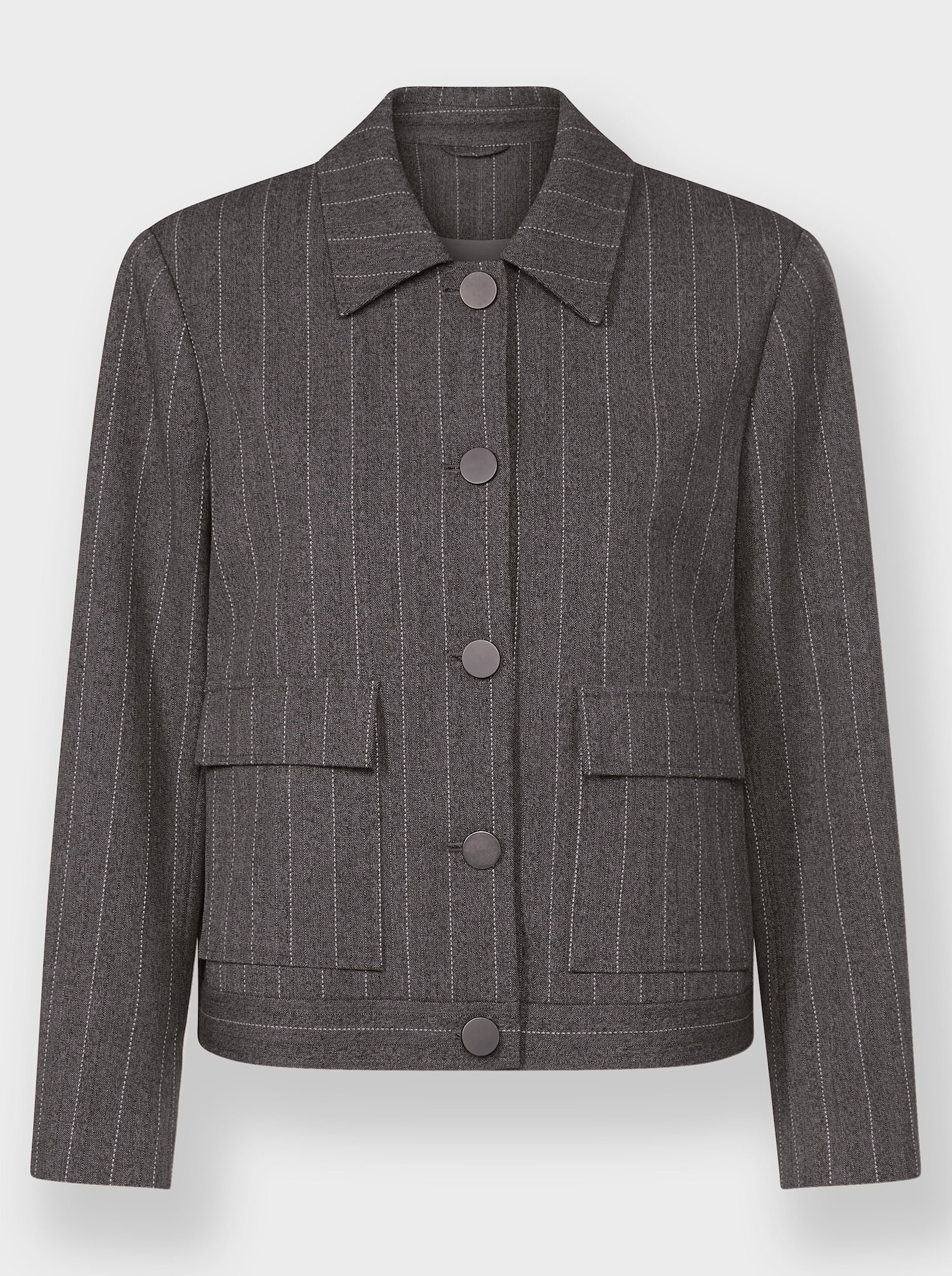 heine Jackenblazer mit großen Pattentaschen - taupe-schwarz Nadelstreifen