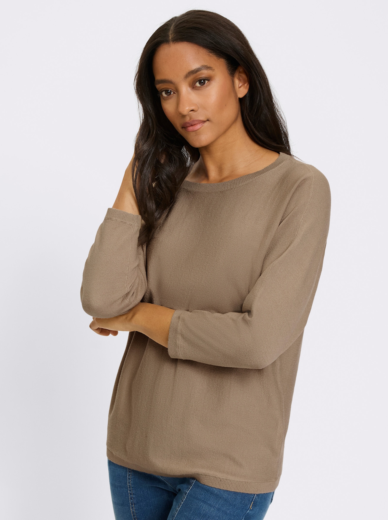 heine Fledermauspullover mit Rippenbündchen - beige