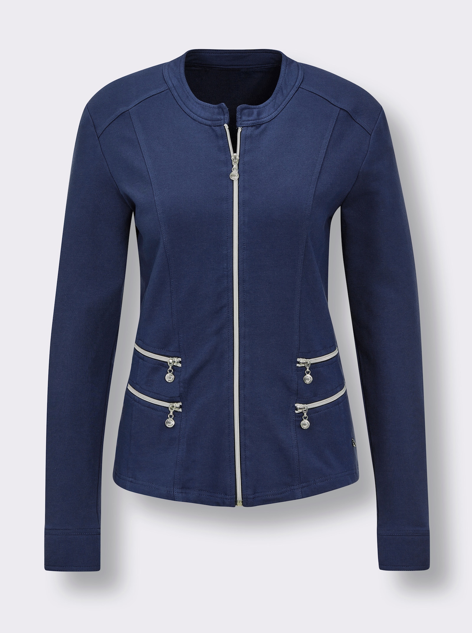 CREATION L PREMIUM Shirtjacke in French-Terry-Qualität - marine