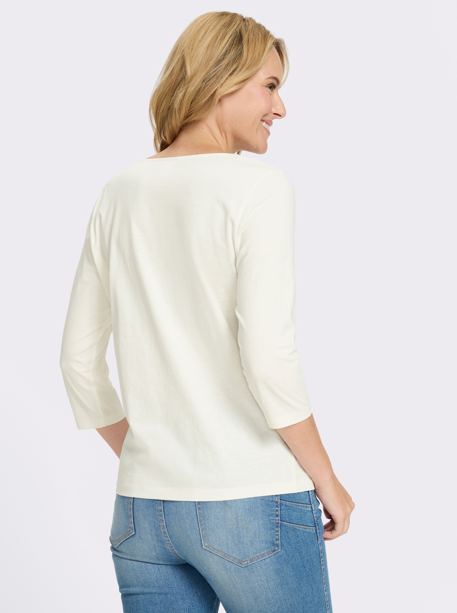 3/4-Arm-Shirt aus reiner Baumwolle - ecru