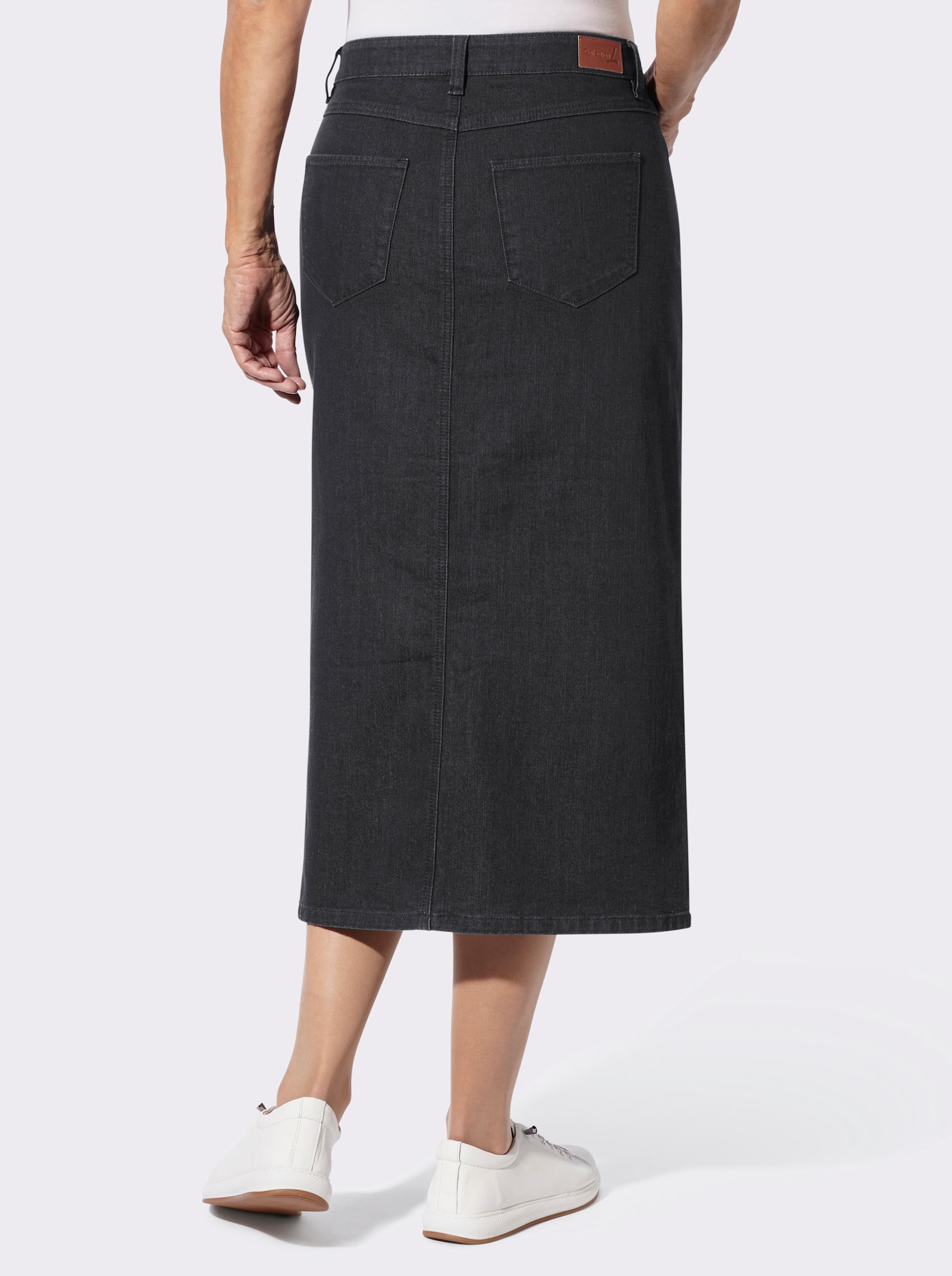 Jeansrock mit verdecktem Gehschlitz, wärmend - black-denim