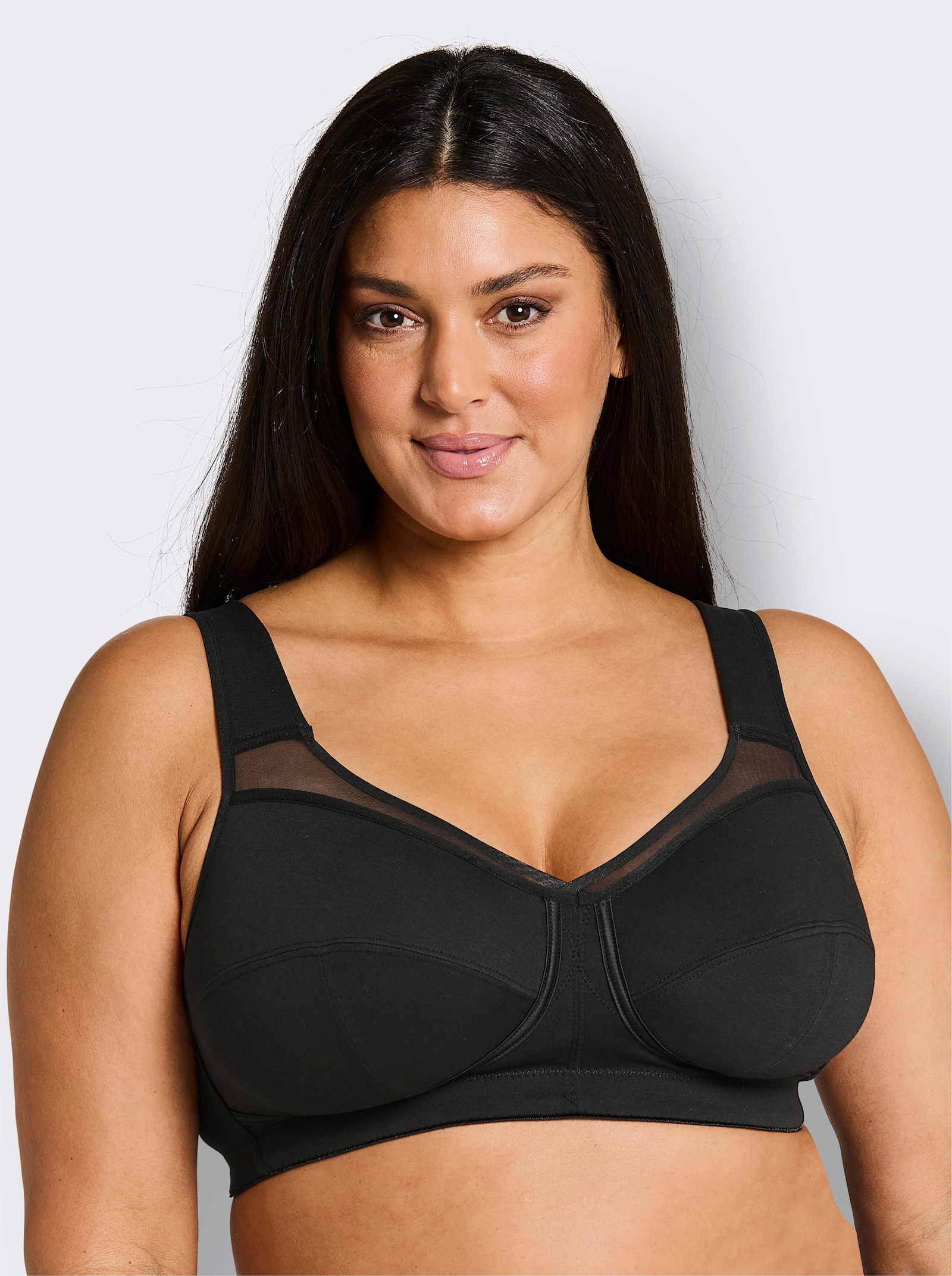 wäschepur Entlastungs-BH ohne Bügel mit Mesh-Einsatz - schwarz