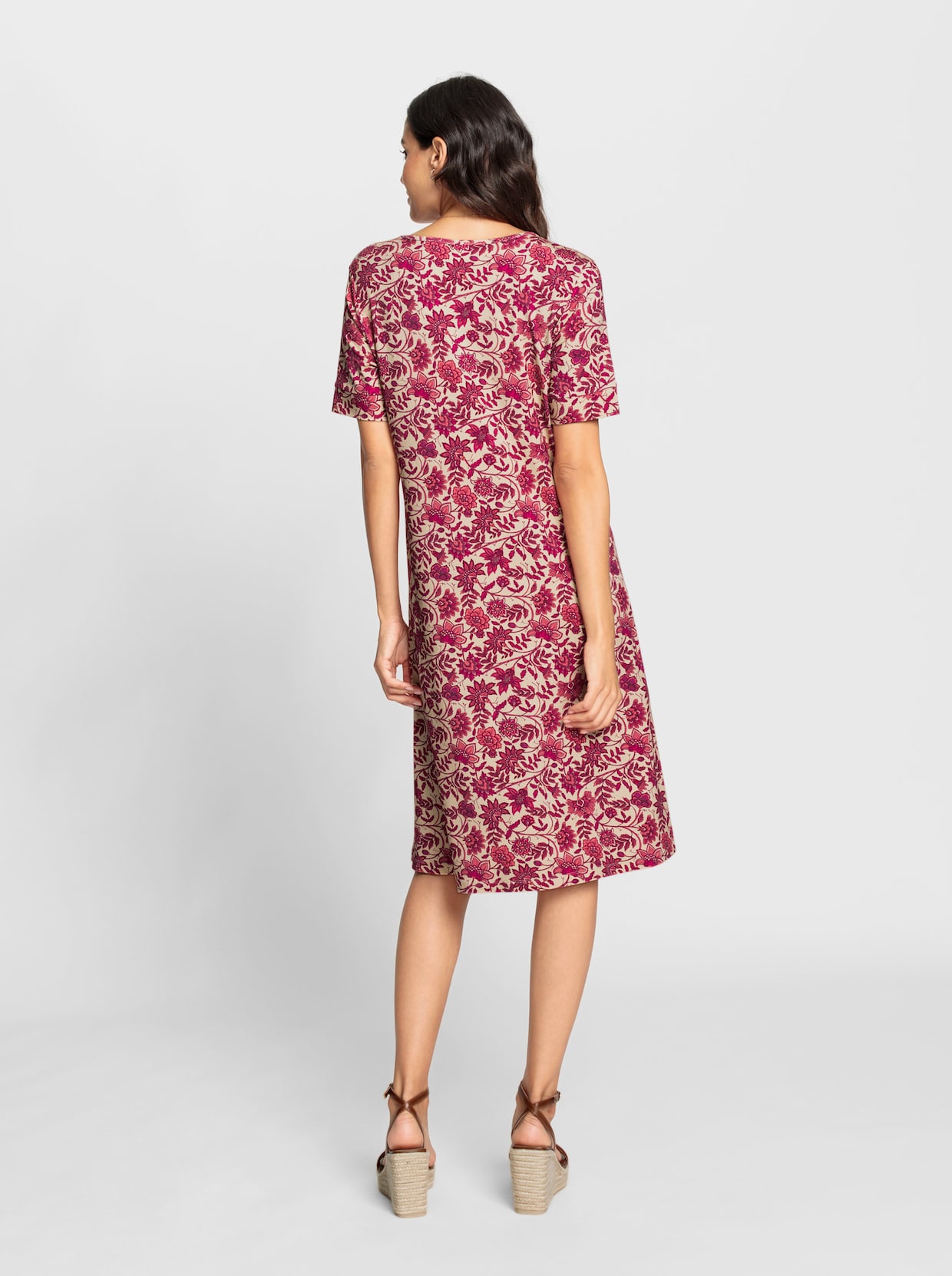 Jerseykleid - flamingo-pink-bedruckt
