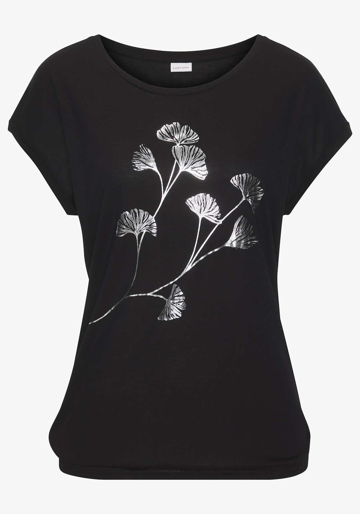 LASCANA Shirt met korte mouwen - zwart
