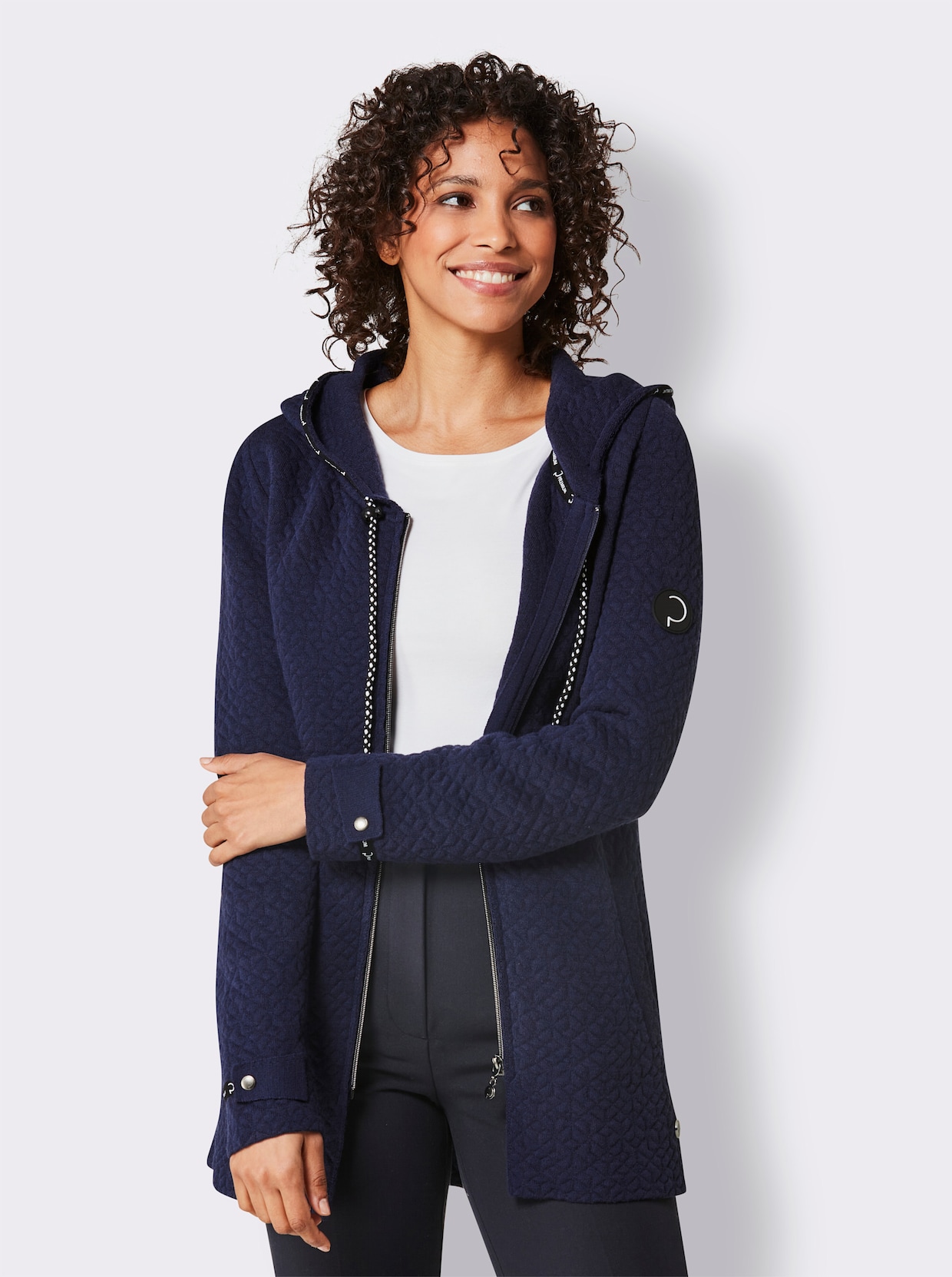 CREATION L PREMIUM Woll-Mix-Strickjacke - marine