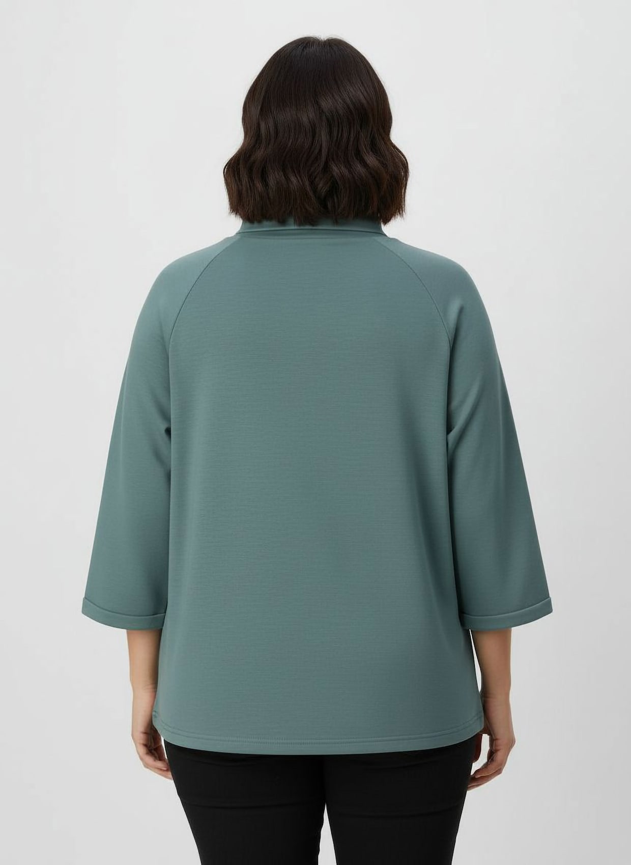 3/4-Arm-Shirt mit halsfernem Rollkragen - jade