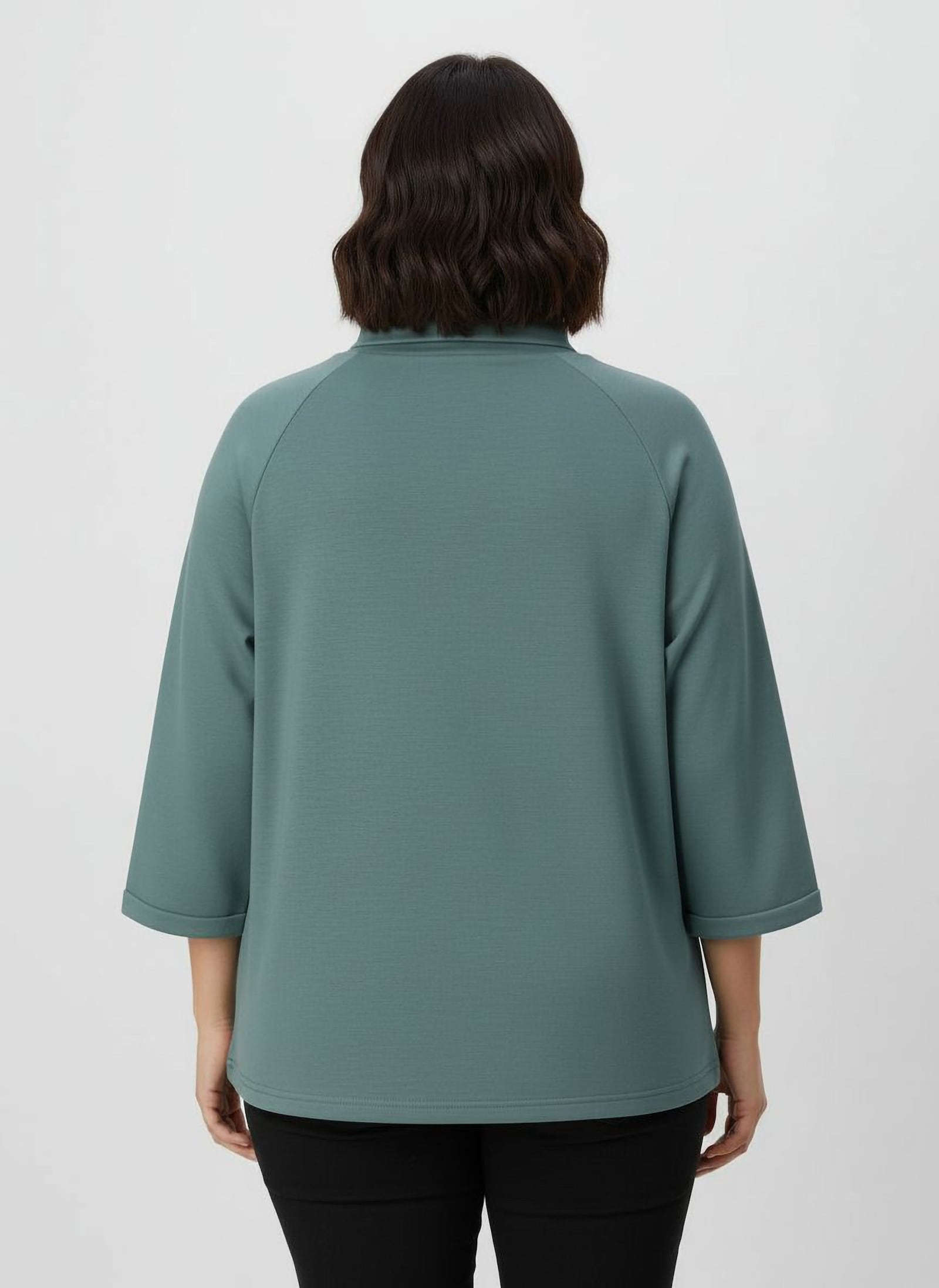  3/4-Arm-Shirt mit halsfernem Rollkragen - jade