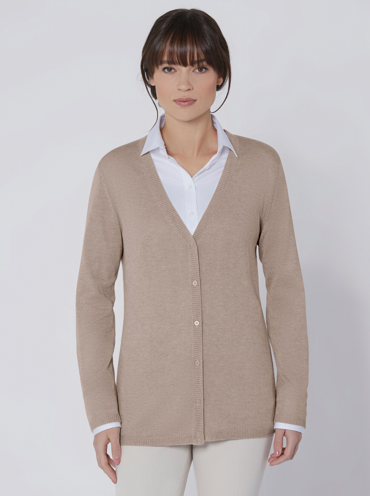 Creation L Premium Vest van zijde en kasjmier - beige gemêleerd