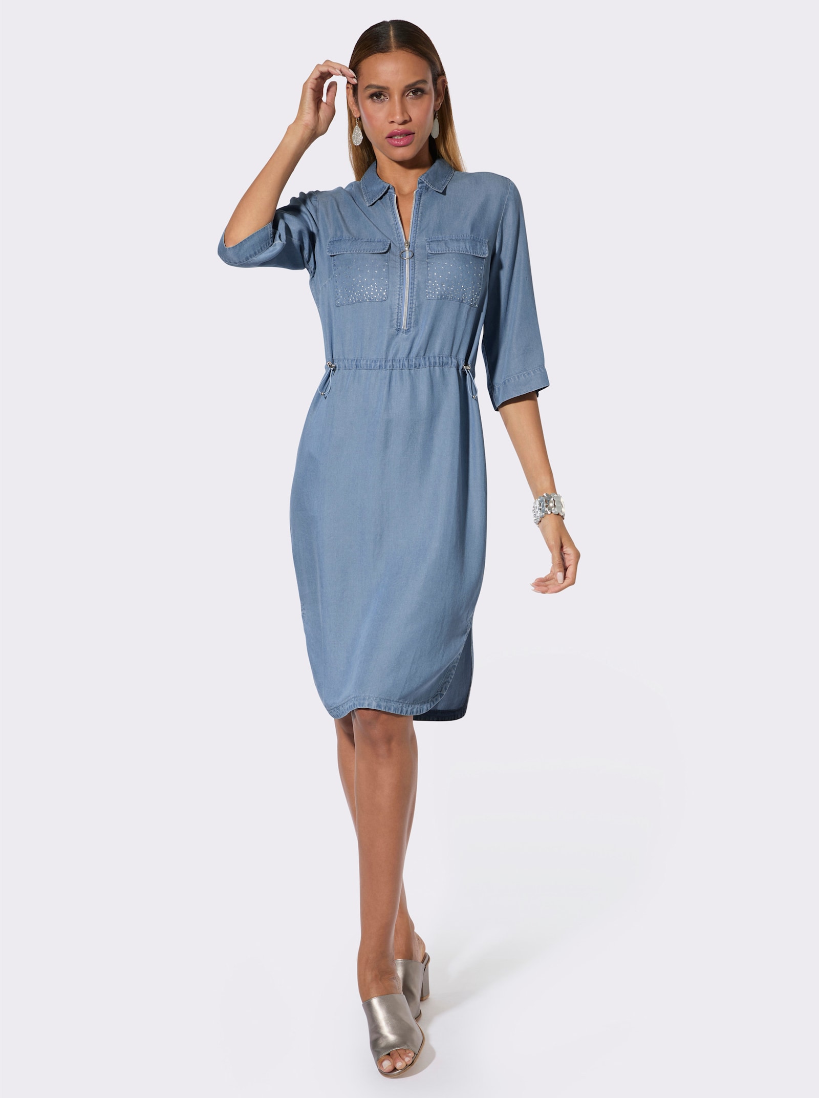 Jeanskleid mit Falte hinten - blue-bleached