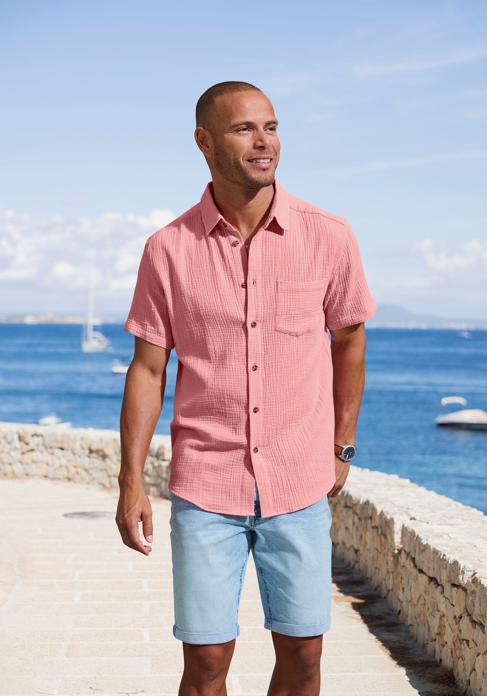 Beachtime Kurzarmhemd - koralle