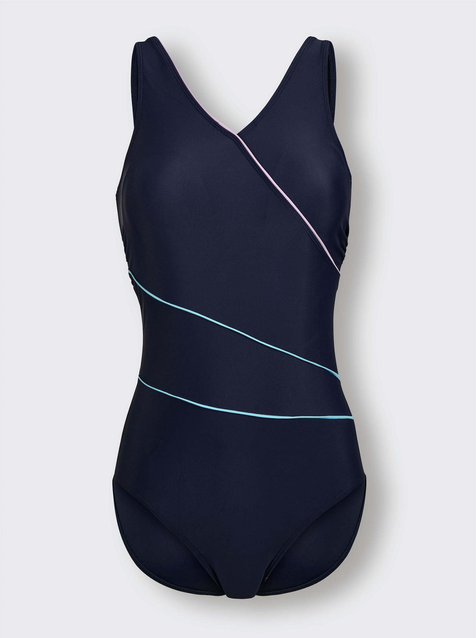 feel good Badeanzug mit Paspelierung - marine-aqua