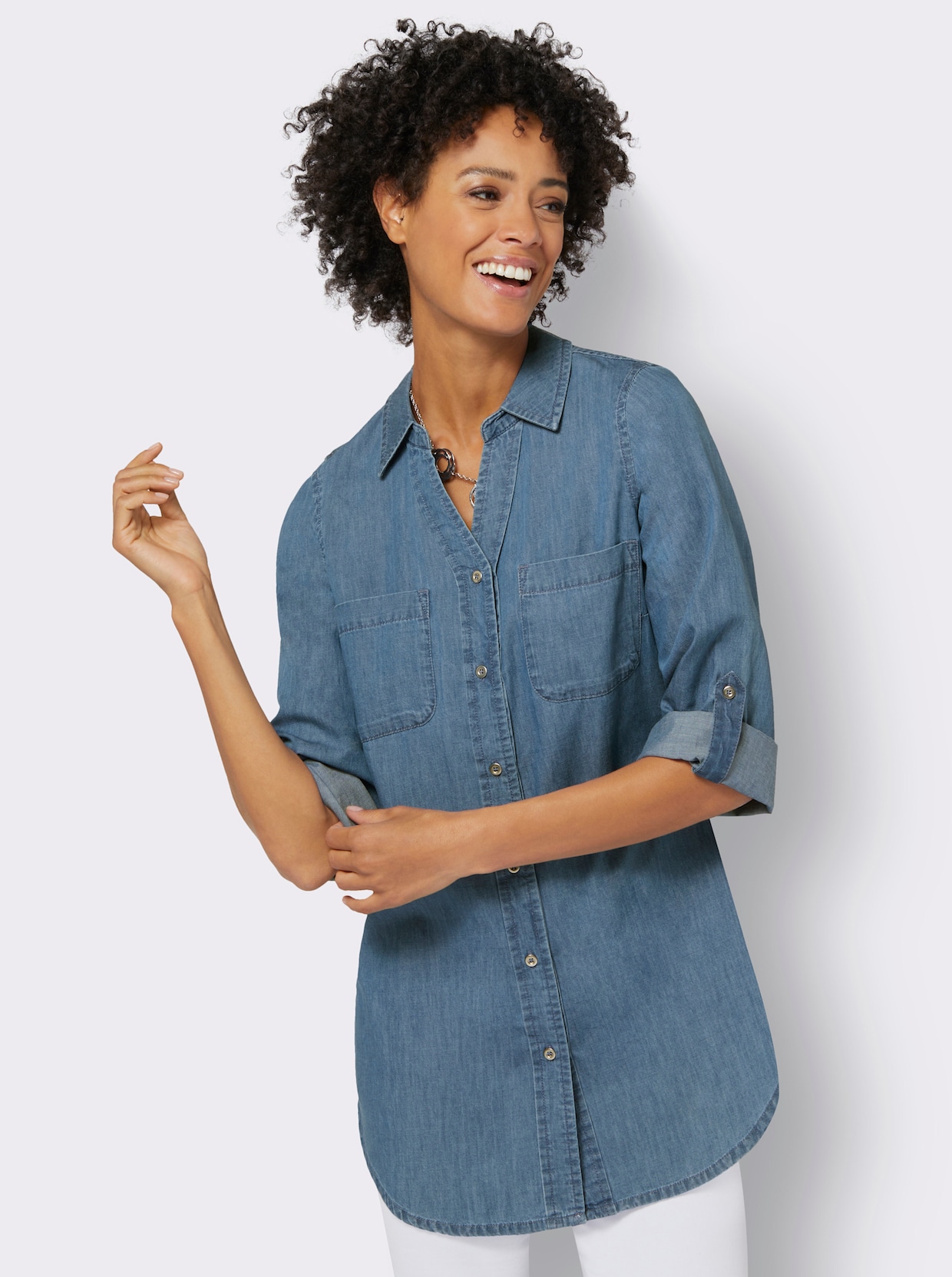 Jeansbluse - blue-bleached