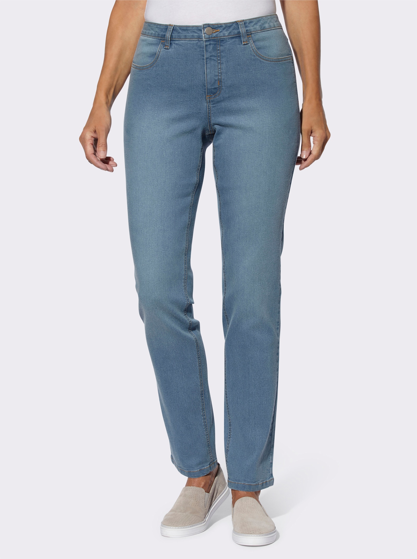 Jeans mit Herz-Taschen - blue-bleached