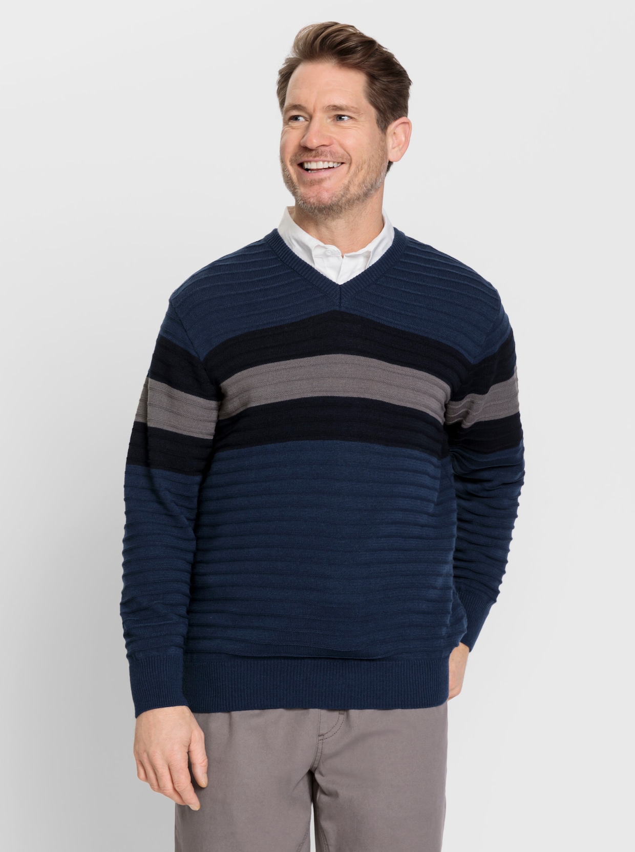 Marco Donati Pullover - marine-gestreift